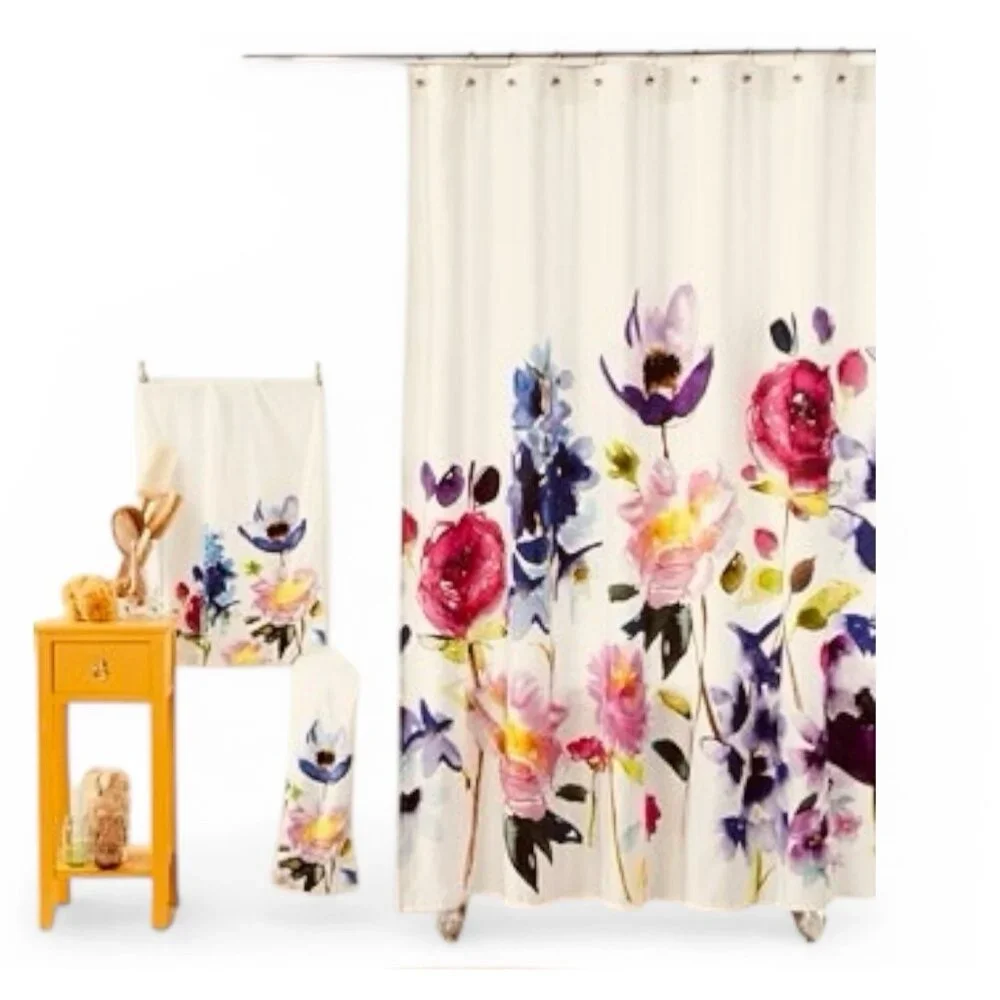 Bluebellgray Taransay Designer Shower Curtain Bright Colorful Floral Pink Purple - Picture 3 of 11